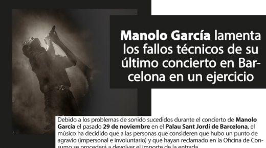 Manolo García lamenta los fallos técnicos de su último concierto en Barcelona en un ejercicio de absoluta honestidad